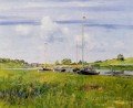 En el paisaje impresionista de Boat Landing William Merritt Chase